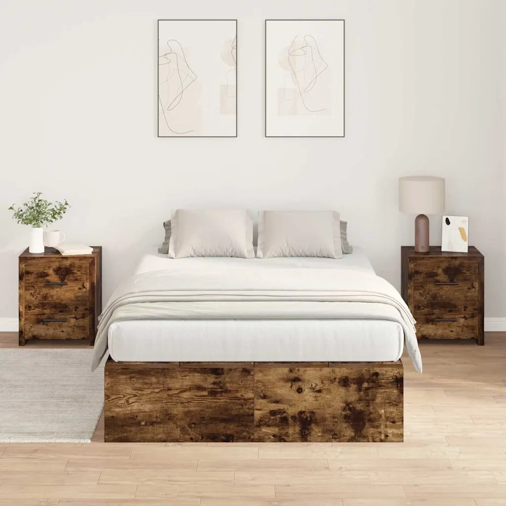 Struttura letto con contenitore Rovere fumé 120 x 200 cm 3335369