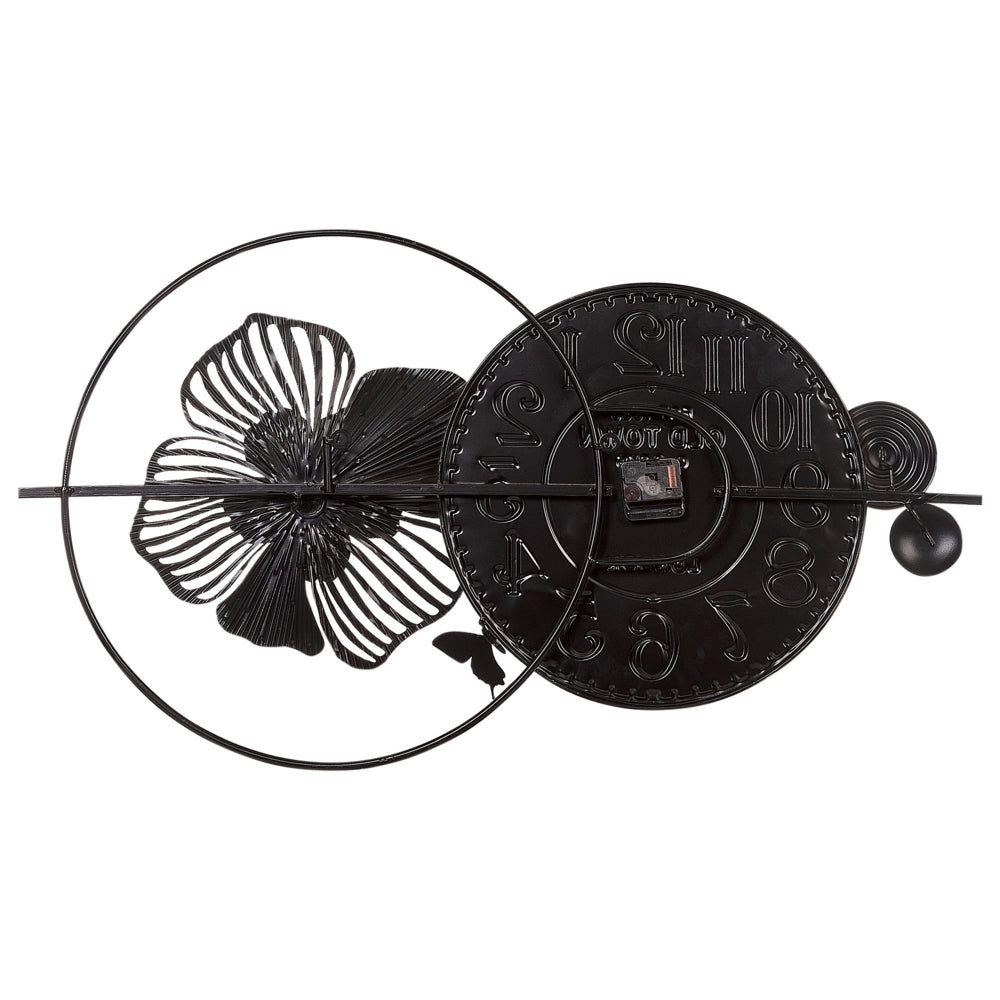 Orologio da parete in ferro nero con numeri arabi dettagli dorati blu stile moderno