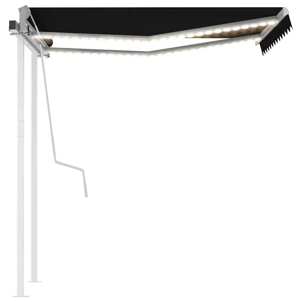 Tenda da Sole Retrattile Manuale con LED 3,5x2,5m Antracite 3069924