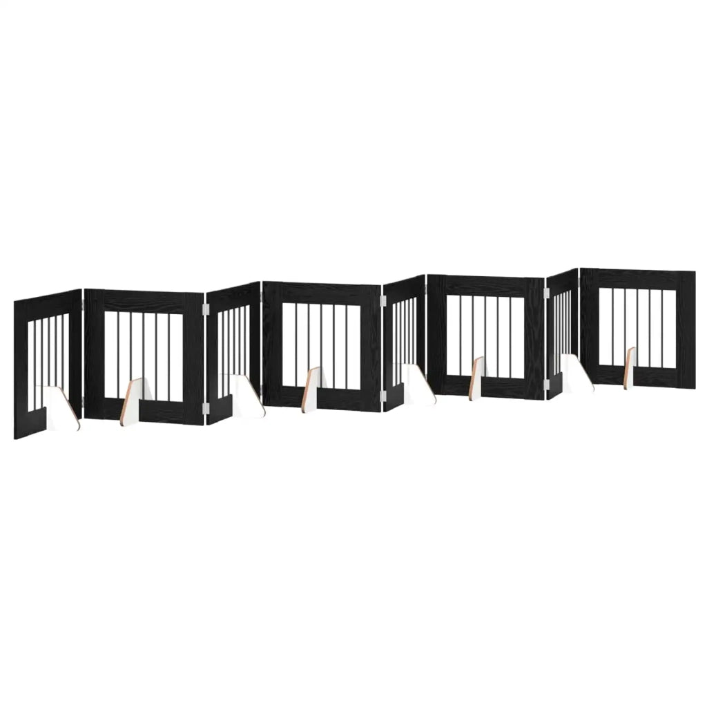 Cancello per cani con supporti 8 pz Rovere Nero 60 x 60 cm CFW6332148