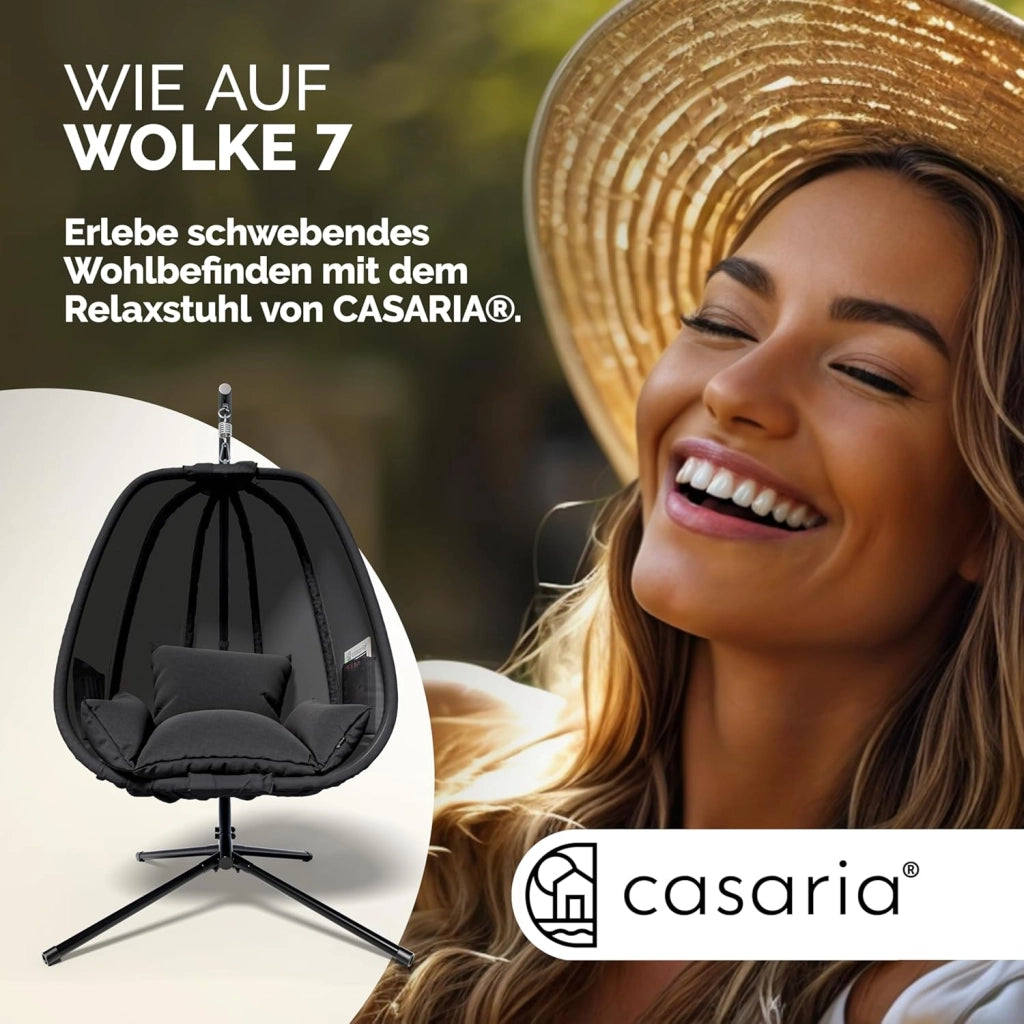 ® Sedia a Dondolo da Esterno ed Interno con Telaio 2 Tasche Laterali con Cuscino Poltrona Sospesa XXL con Capacità 150 kg Stabile Resistente