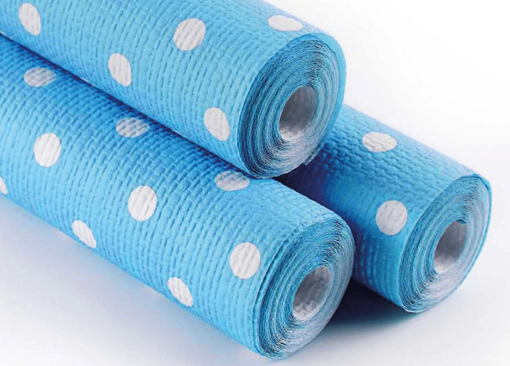 Rotolo Tovaglia A Pois Per Feste Antistrappo 100% Carta Made Italy 5mtx1,20mt - 5 Metri - Azzurro