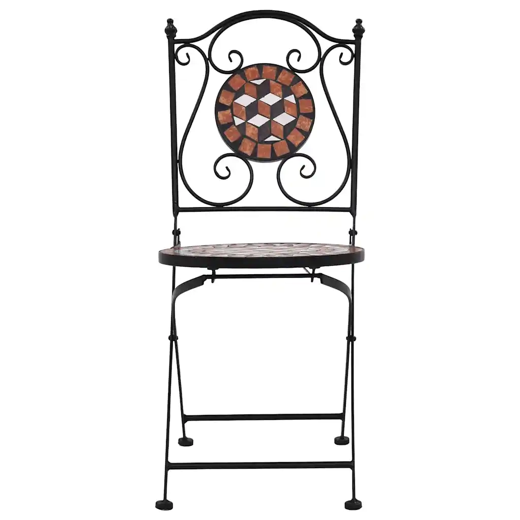 Sedie da Bistrò con Mosaico 2 pz Marroni in Ceramica 46714