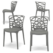 Set 4 sedie in polipropilene ARMONIA, impilabile, resistente ai raggi UV, design moderno, ideale per sala da pranzo, cucina, sala d’attesa, bar, ristoranti o giardino, colore Cemento