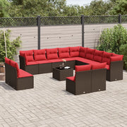 Set Divani da Giardino 14 pz con Cuscini Marrone in Polyrattan 3218504