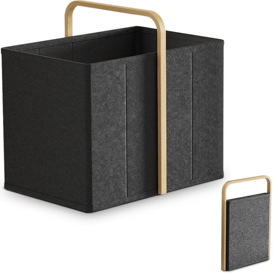 Asciugatrice Opvougbile con Maniglia 65L Realizzata in Fibra di Bamboo (Nero) – Asciugacapelli Opvougbile per Camera da Letto e Bagno, Asciugacapelli Asciugacapelli