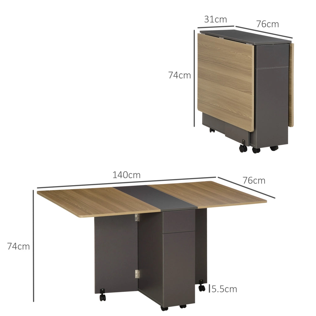 Tavolo da pranzo allungabile pieghevole con cassetti ¨C zephmum ¨C 140x76x76 cm
