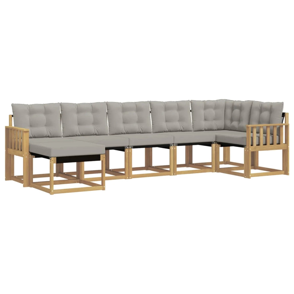 Set di divani da esterno 7 pcs Bianco e Grigio Chiaro