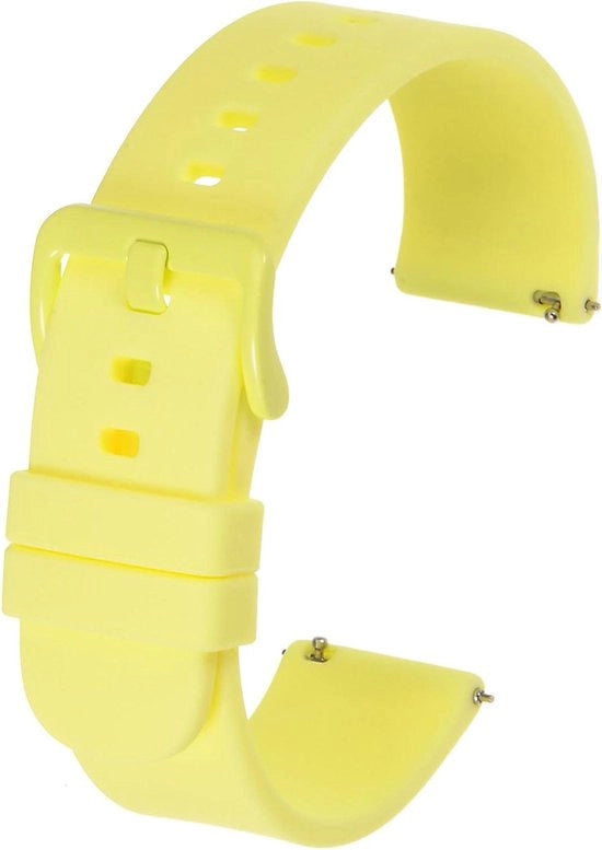 Cinturino orologio in silicone 22mm - Spilla a ghiera lucidata - Bracciale a chiusura rapida - Unisex - Giallo