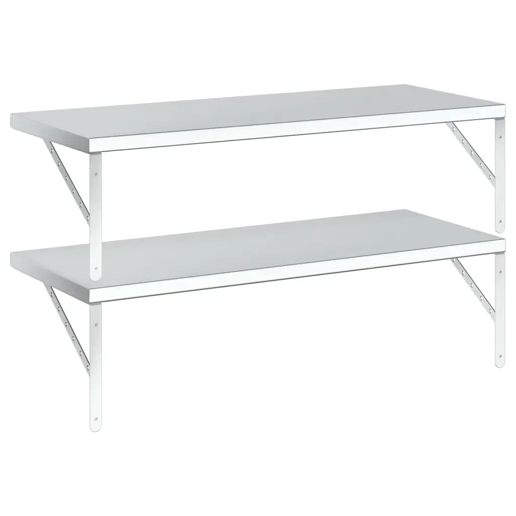 vidaXL Mensole a Muro 2 pz 100x40 cm Argento in Acciaio Inossidabile