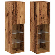 Mobile TV multimediale scaffale TV credenza mobile TV per sala da pranzo soggiorno camera da letto con luci LED 2 pezzi legno invecchiato 30,5 x 30 x 102 cm marrone 02_0028886