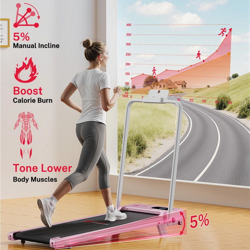 TAPIS ROULANT PORTATILE PIEGHEVOLE CON INCLINAZIONE DEL 5%, TAPPETINO DA CAMMINATA SOTTO LA SCRIVANIA 3 IN 1, 1-6 KM/H