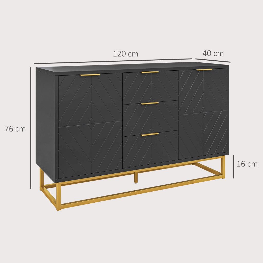 Credenza design ¨C zephmum ¨C nero legno metallo dorato