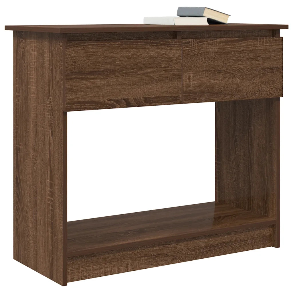 Tavolo Consolle con Cassetti Rovere Marrone 85,5x38,5x74,5 cm 861397
