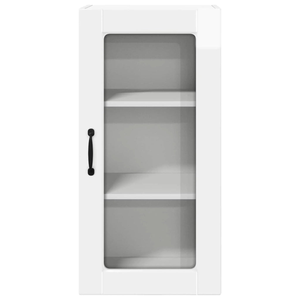 Set di 2 pratici pensili da cucina 40 x 31 x 80 cm stile moderno minimalista in legno composito bianco lucido 02_0054013