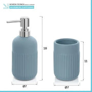 Accessori bagno da appoggio in set 3 pezzi in ceramica colore turchese cobalto Cup