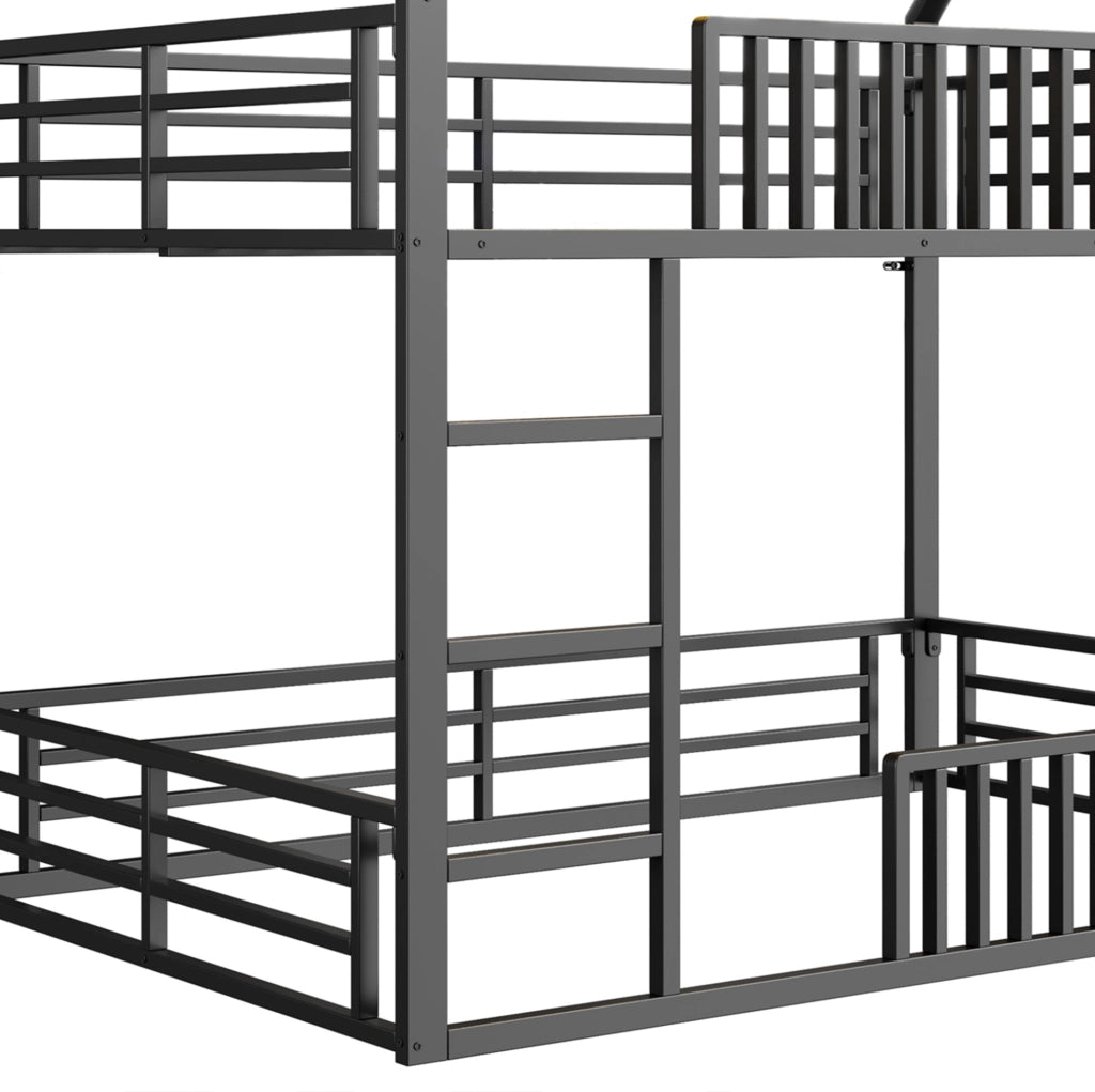 Letto a soppalco 140x200 cm a casetta con LED, nero