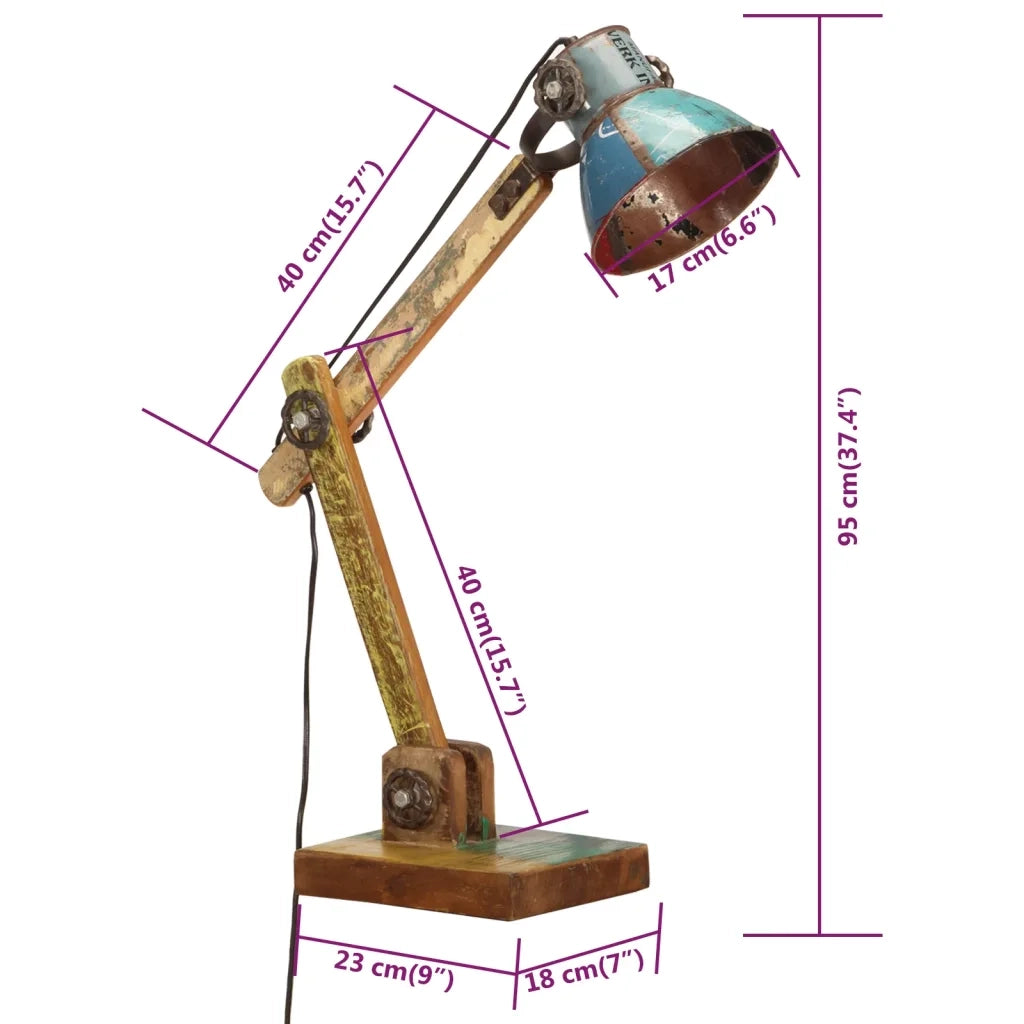 Lampada Scrivania Industriale Rotonda Multicolore 23x18x95 E27 344398