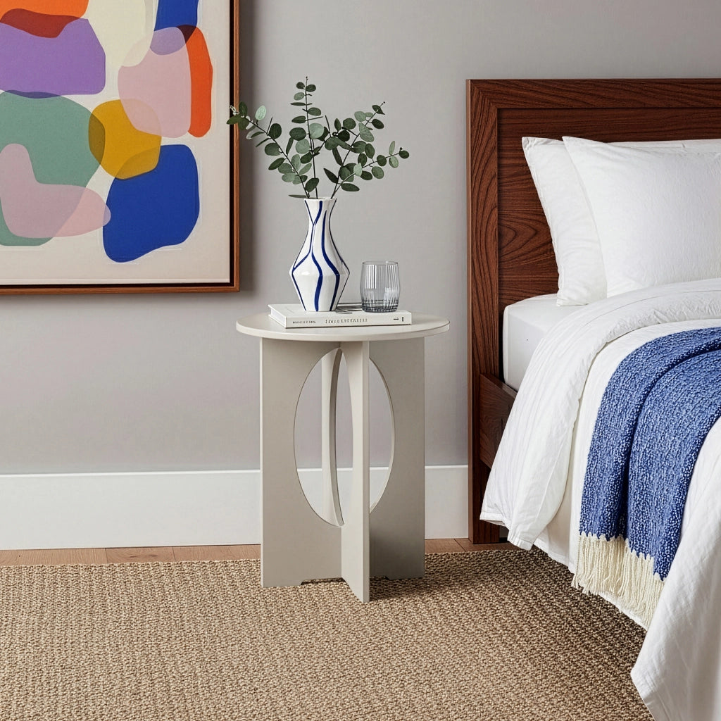 Tavolino Laterale Podeldsvin con Piano Rotondo 49 x Ø40 cm - Tortora [en.casa]