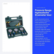 Kit di misurazione della pressione idraulica completo con 3 manometri, 3 tubi di prova, 6 connettori di prova, resistente al calore, completo in scatola, manometro.