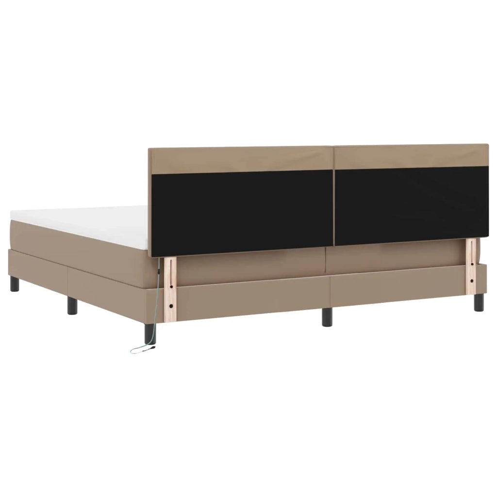 Letto a molle con led Cappuccino 200 x 200 cm Pelle sintetica 3339067