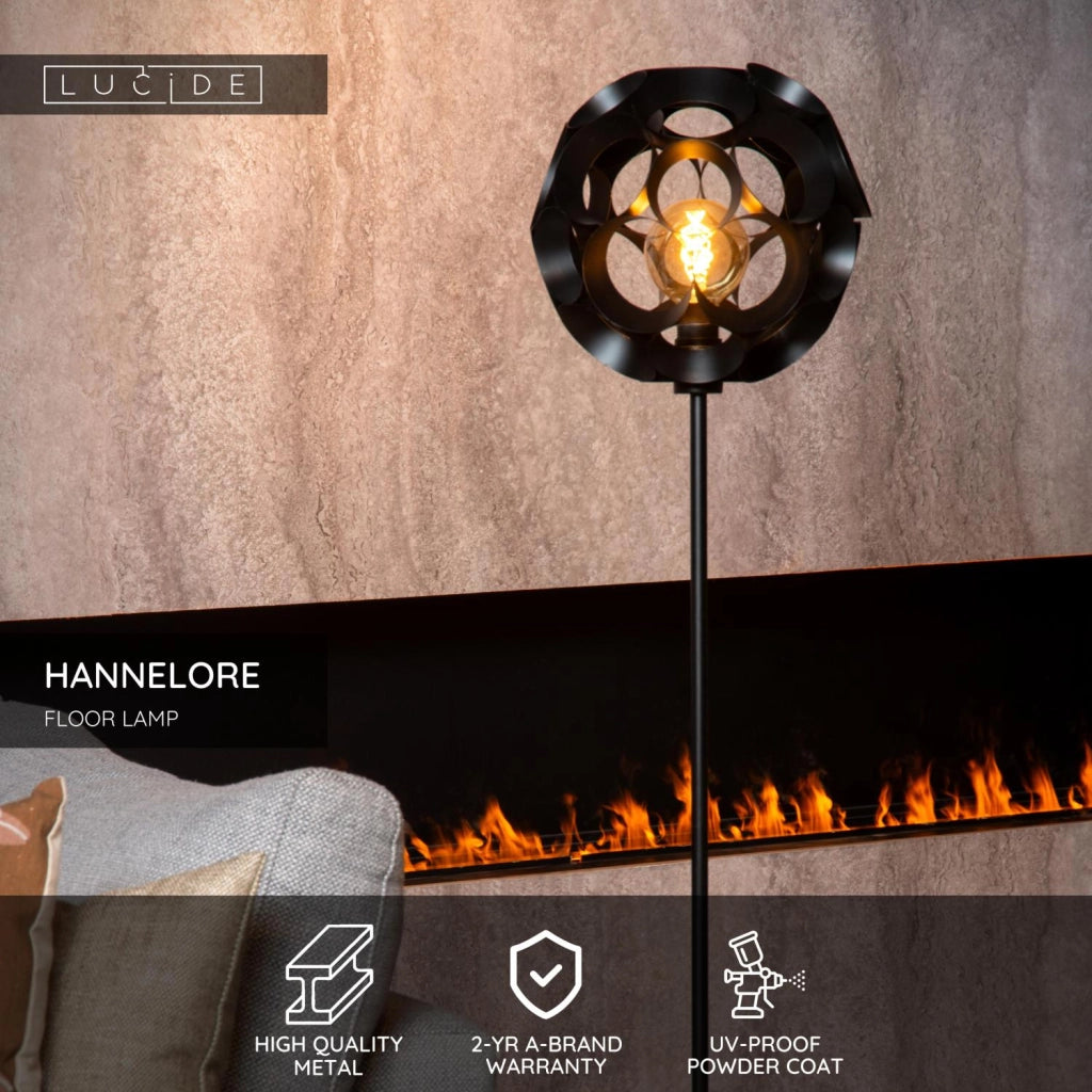 Lampada da terra HANNELORE art déco nera 1xE27