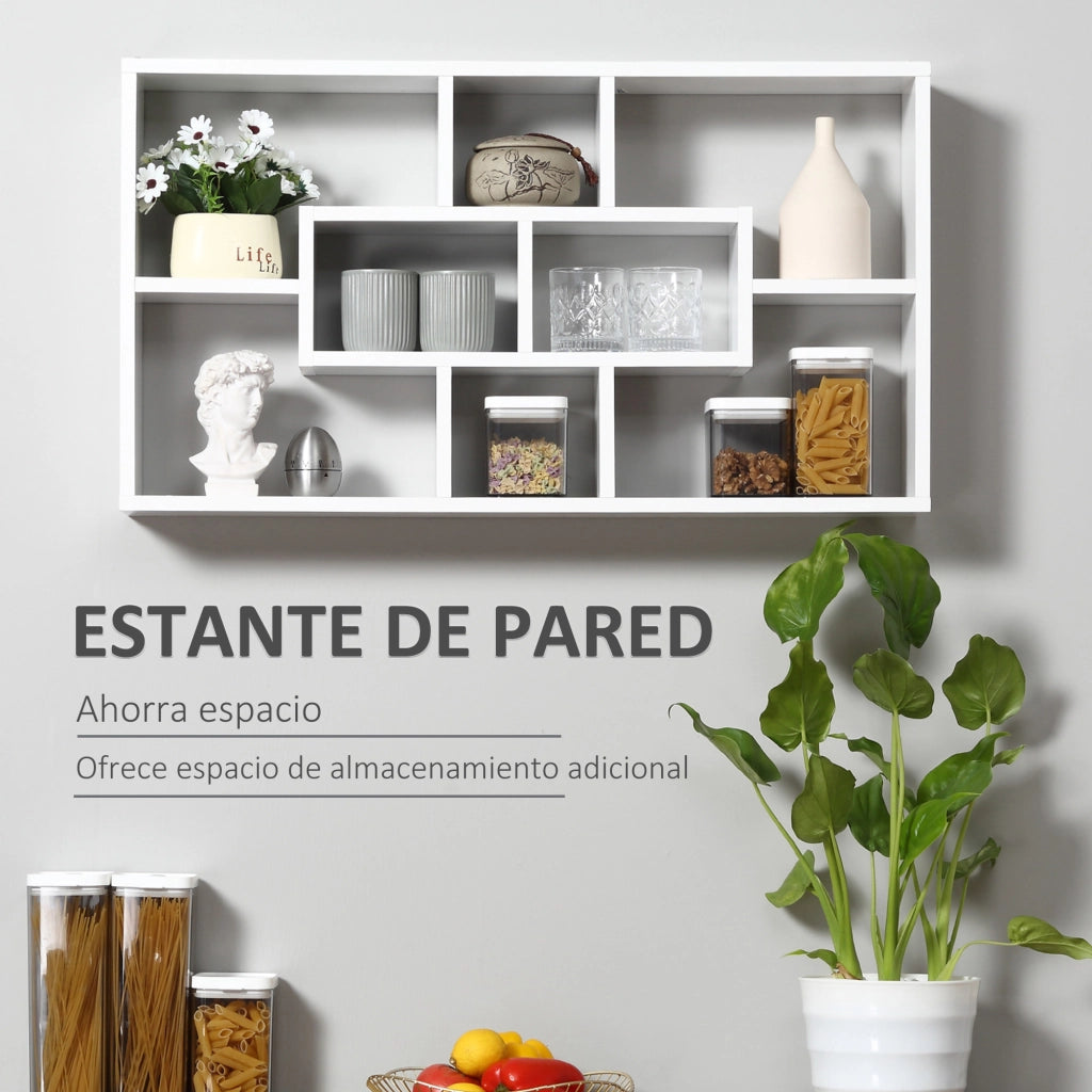 Libreria a Parete con 8 Cubi ¨C zephmum ¨C Bianco 85x14.5x47.5 cm