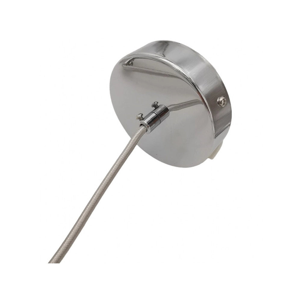 Trade Shop - Lampadario A Sospensione Attacco E27 Argento Con Sfera Vetro Moderno Minimal 33474 -