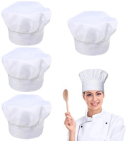 Cappotti da cucina in cotone - 4 pezzi - Bianchi - Adattabili - Sostenibili - Adatti a cuochi 24 cm - Cappello da cucina