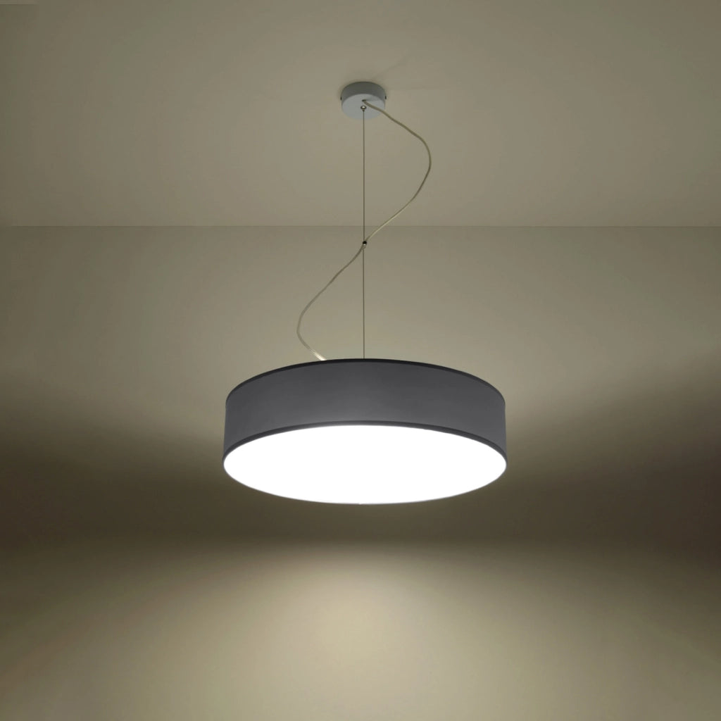 Lampada da soffitto in PVC grigio ARENA a 3 luci, arancione spagnolo, 45x111 cm
