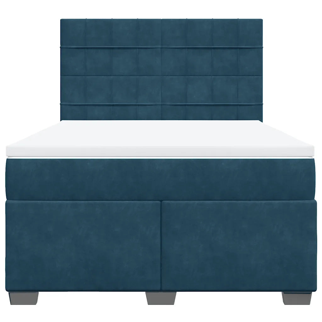 Giroletto a Molle con Materasso Blu 140x200 cm in Velluto 3290934