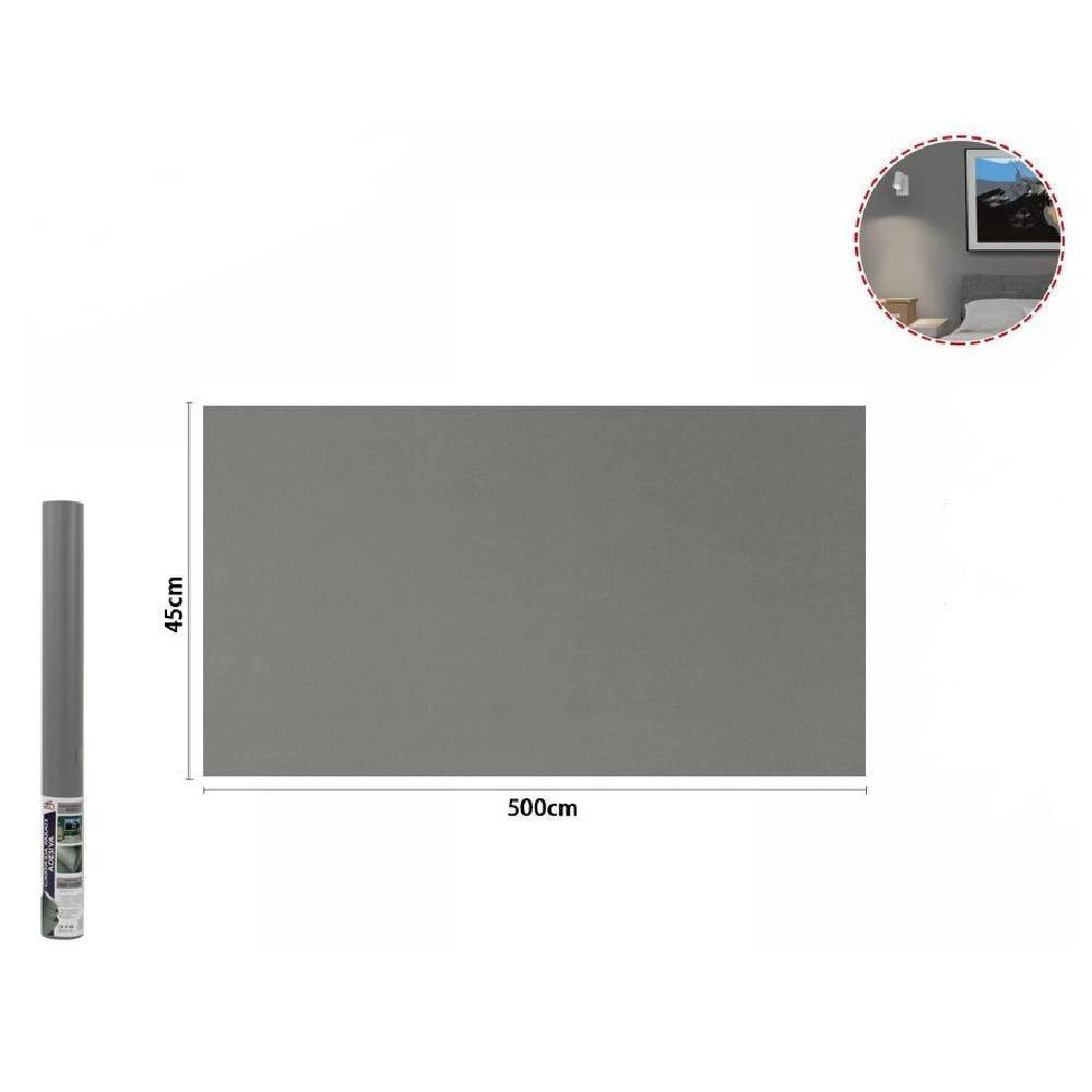 Trade Shop - Rotolo Pellicola Adesiva Grigio Scuro 45cmx5mt Per Mobili Carta Da Parati 71118 -