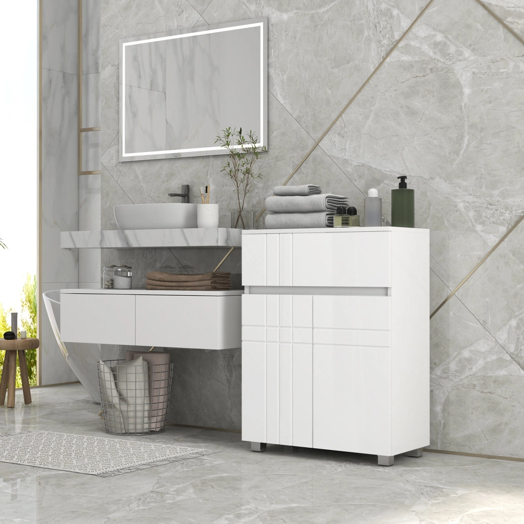 Mobile da bagno con 2 ante e cassetto ¨C zephmum ¨C bianco