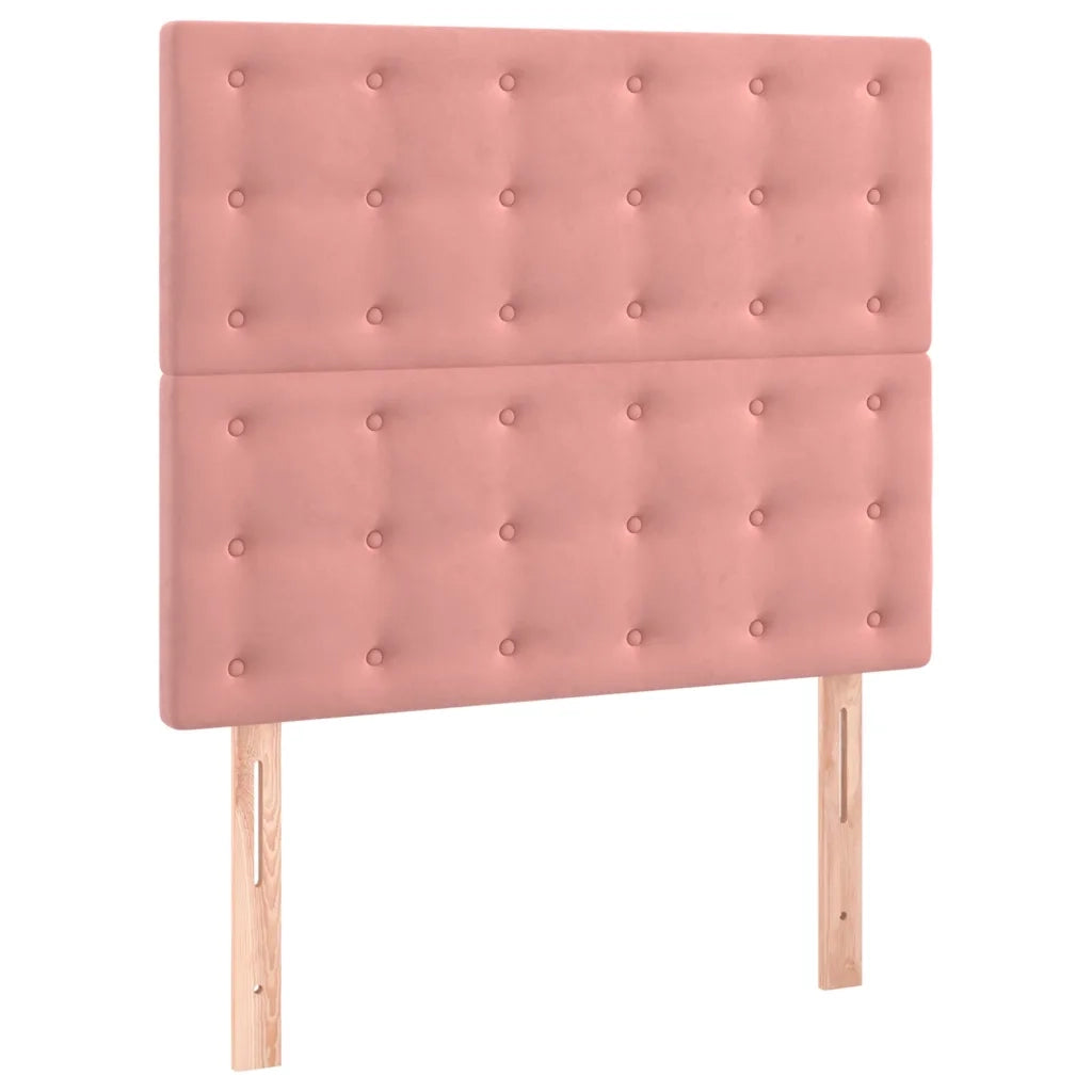 Letto a Molle con Materasso e LED Rosa 100x200 cm in Velluto