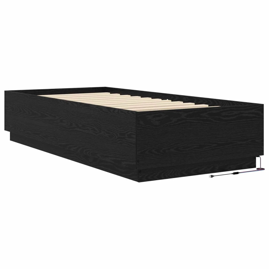 Letto con LED Rovere Nero 80 x 200 cm Legno ingegnerizzato 3429571