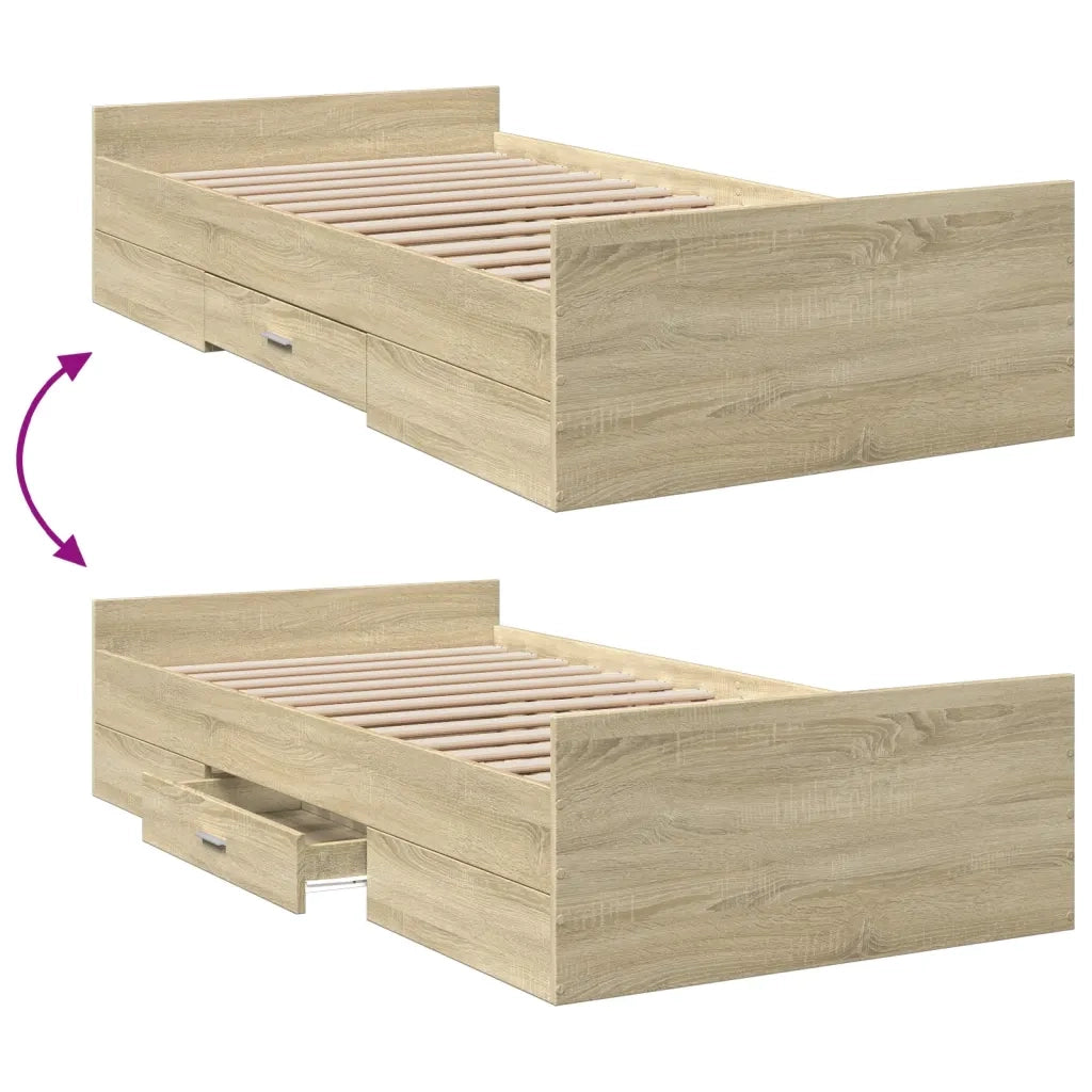 Giroletto Cassetti Rovere Sonoma 90x190 cm Legno Multistrato 3280344