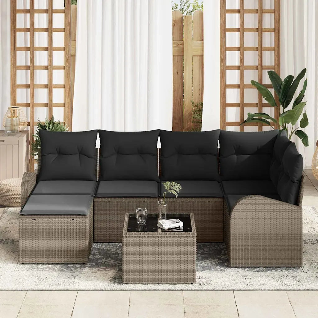 Set Divano da Giardino 7 pcs Grigio polyrattan 3346119