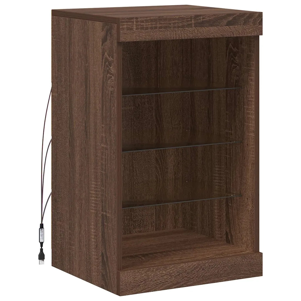 Credenza | Madia | Buffet da pranzo | Armadio da pranzo con Luci LED Rovere Marrone 41x37x67 cm