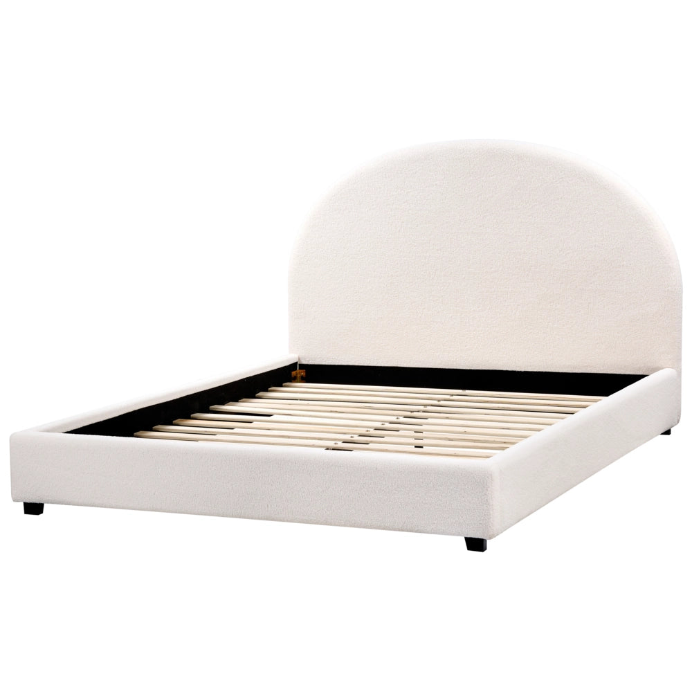 Letto matrimoniale bianco sporco in Boucle 140 x 200 cm Design minimalista retrò
