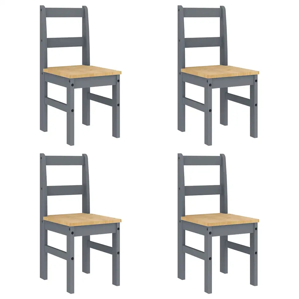 Set da Pranzo 5 pz Panama Grigio in Legno Massello di Pino 3345189