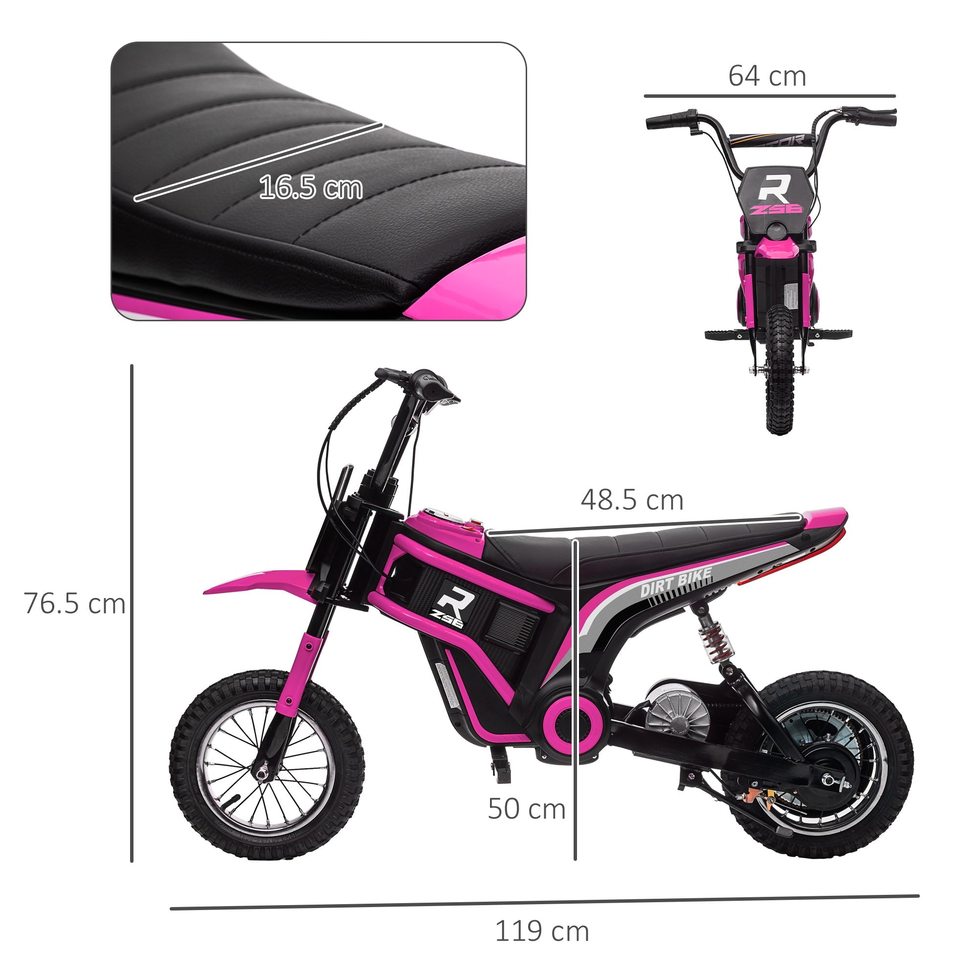 Moto Elettrica per Bambini con Acceleratore Manuale 2 Velocità 8-16km/h Rosa