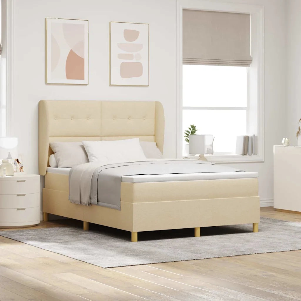 Letto a molle con materasso Crema 200 x 160 cm Tessuto 3340765