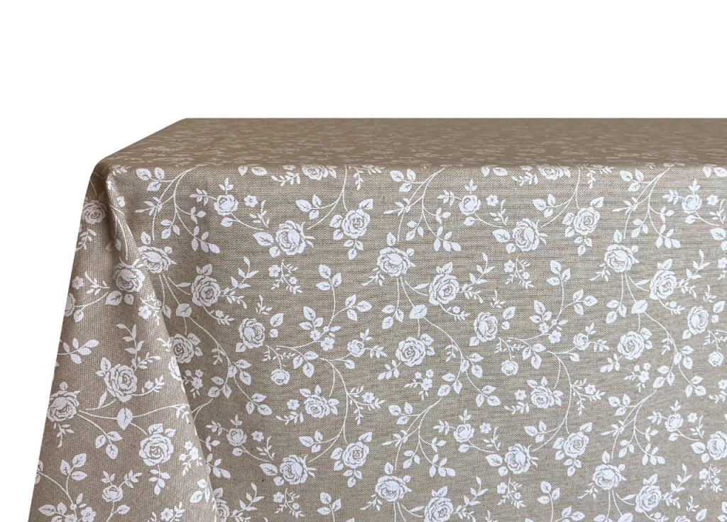 Tovaglia Per Salotto Cucina In Miros Misto Cotone Made In Italy Roselline RP - 140X360 - Beige