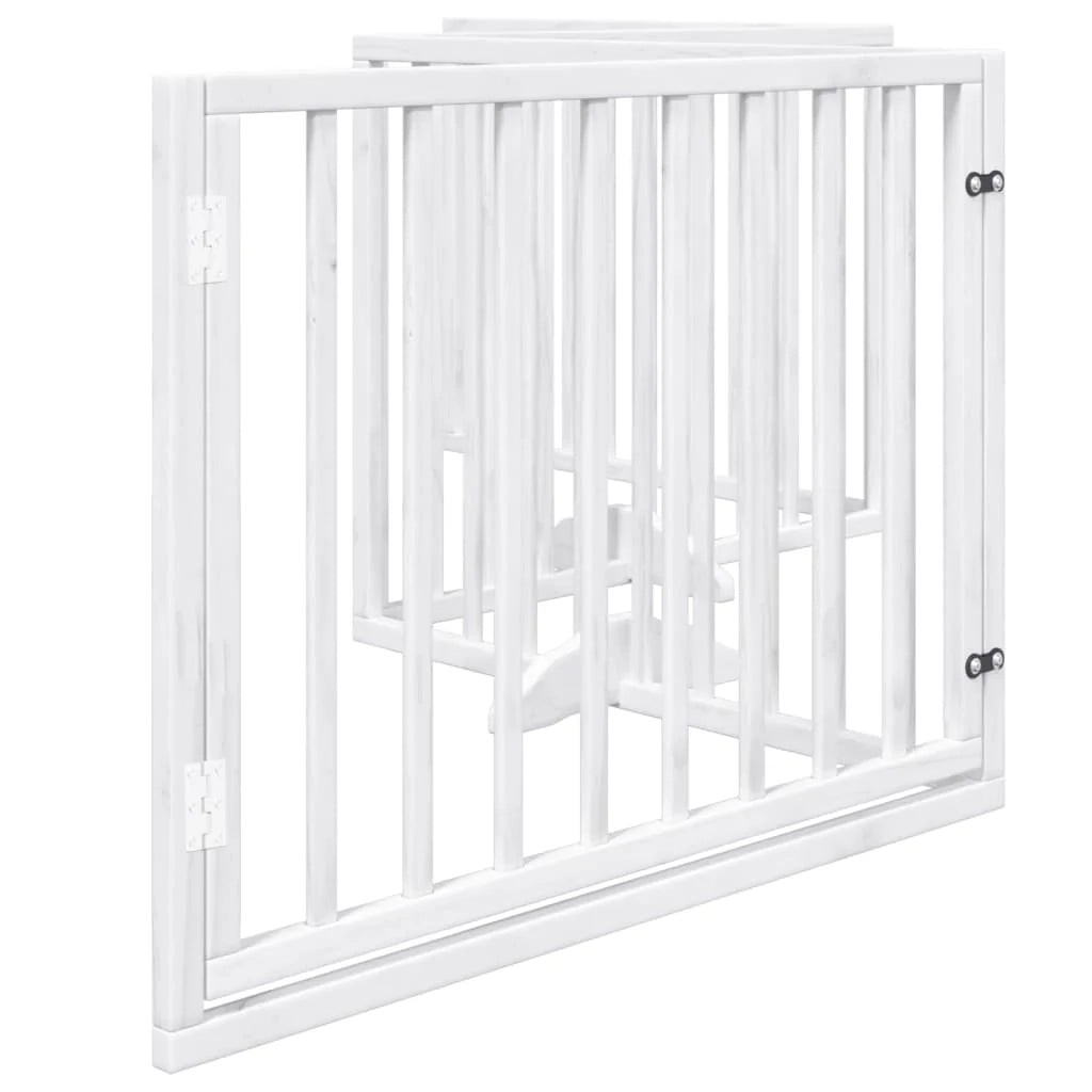 Cancelletto e porta di sicurezza per animali domestici 4 pannelli legno di pioppo bianco 02_0023343
