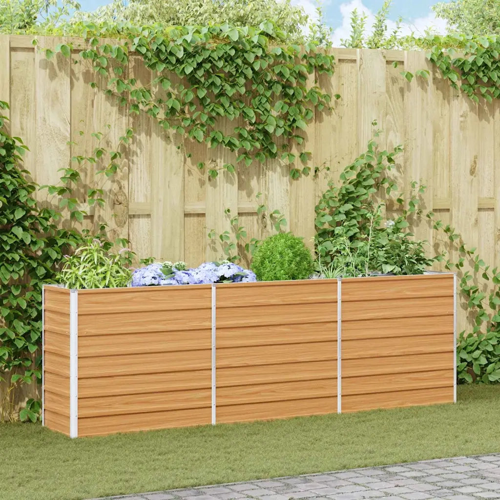 Fioriere | Cassetta per fiori | Letto rialzato da giardino Marrone Chiaro 240 x 40 x 77 cm