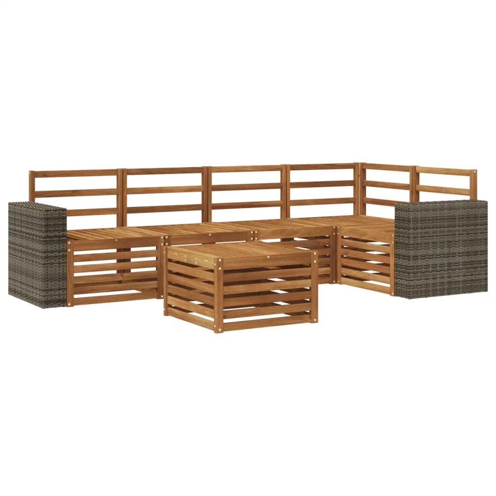 Set divano sezionale 6 pcs Naturale Legno di Acacia Massello