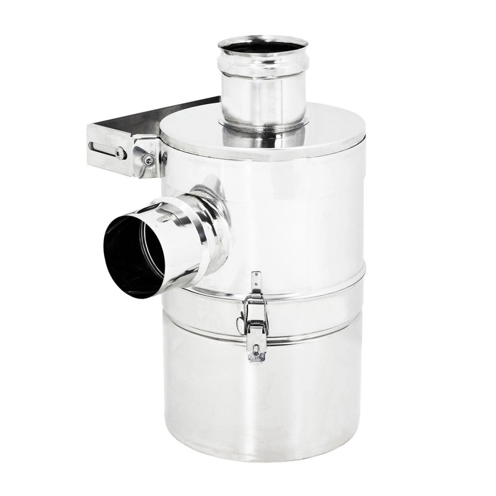 Abbattitore inox da 100mm per la fuliggine di stufe e caldaie a pellet