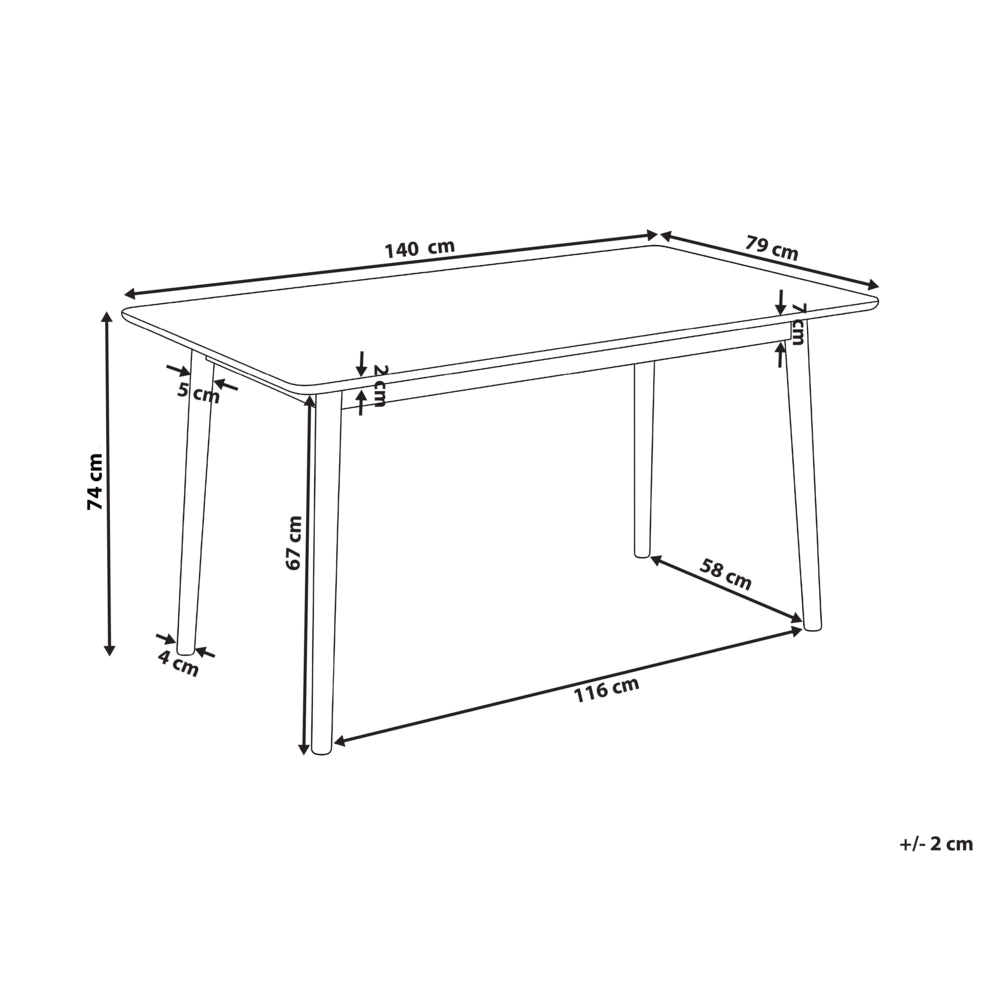Tavolo da pranzo per sala da pranzo e cucina 140 x 80 cm Gambe in legno massello Rovere chiaro impiallacciato