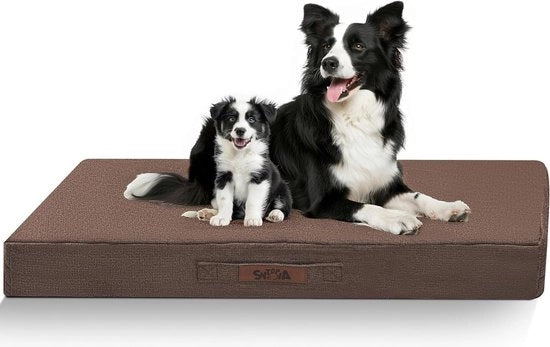 Letto per cani - impermeabile - adatto al comfort - 1 pezzo - marrone - L 92 x B 69 x H 7,6 cm