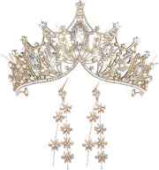 Corona da sposa con diamanti - Fatta a mano - Rosa oro/argento - Corona principesca - Leggera e duratura - Adatta per matrimoni